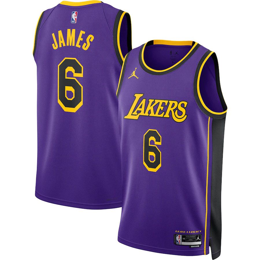 Men Los Angeles Lakers 6 LeBron James Jordan Brand Purple 2022-23 Statement Edition Swingman NBA Jersey